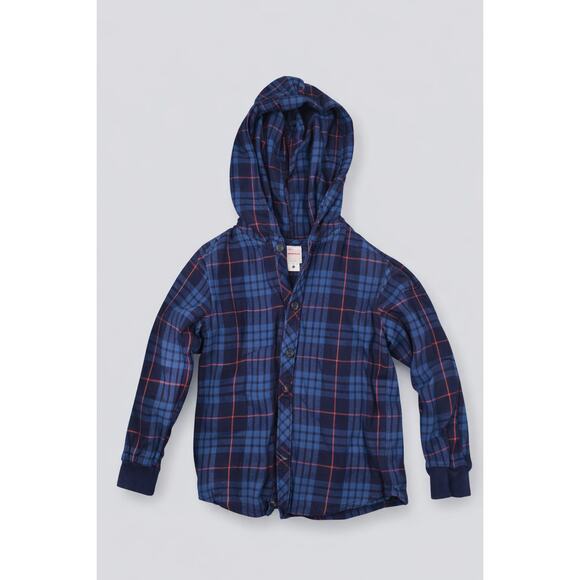Hanna Andersson Other - Hanna‎ Andersson Boys Hooded Flannel Shirt Blue Plaid Size 6–7 (120 cm)